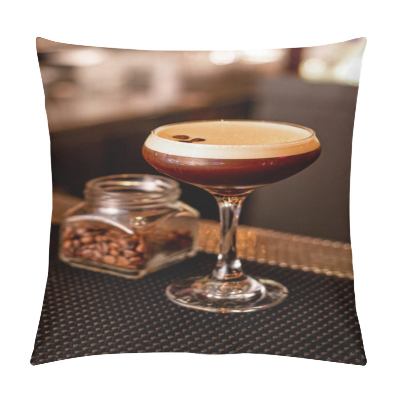 Personality  A Vertical Shot Of Coffe Cocktail Drink In A Bar Pillow Covers