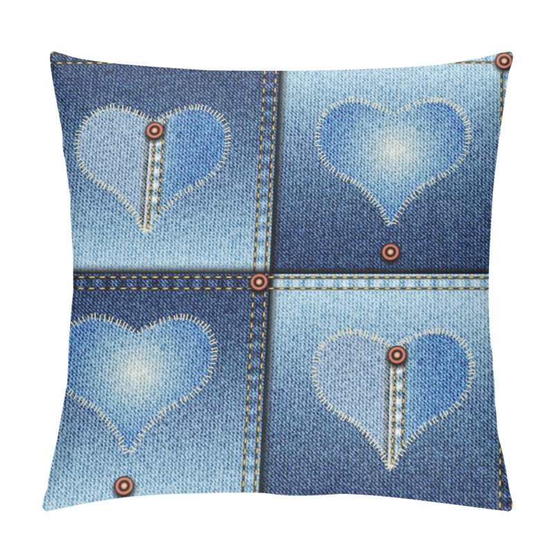 Personality  Patchwork Of Denim Fabric. Pillow Covers