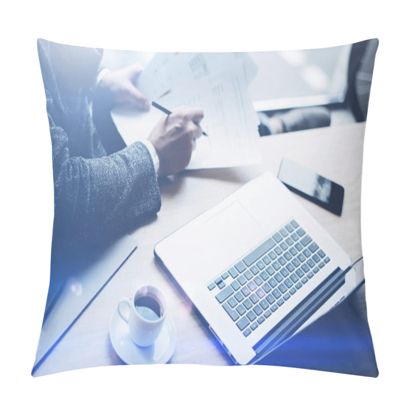 Personality  Finance Analyst Working At Sunny Office  Pillow Covers