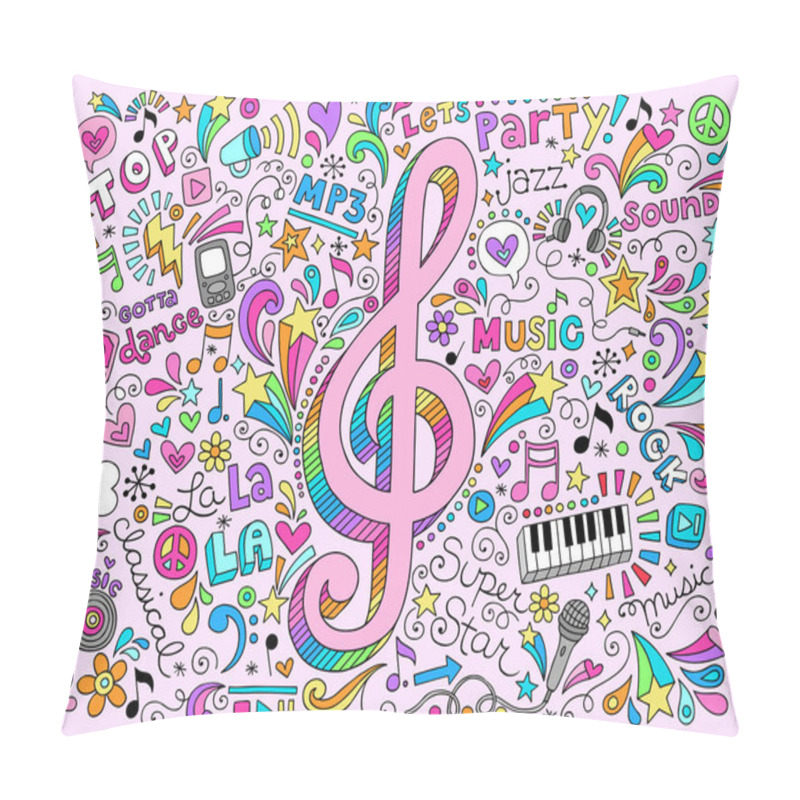 Personality  Music Note Sketchy Back To School Doodles Pillow Covers