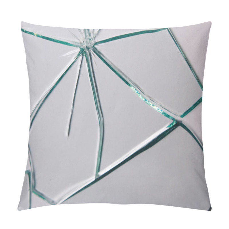 Personality  Broken Glass Pile Pieces Of Texture And Background Isolated On White, Cracked Window Effect. Emergency Condition. Pillow Covers