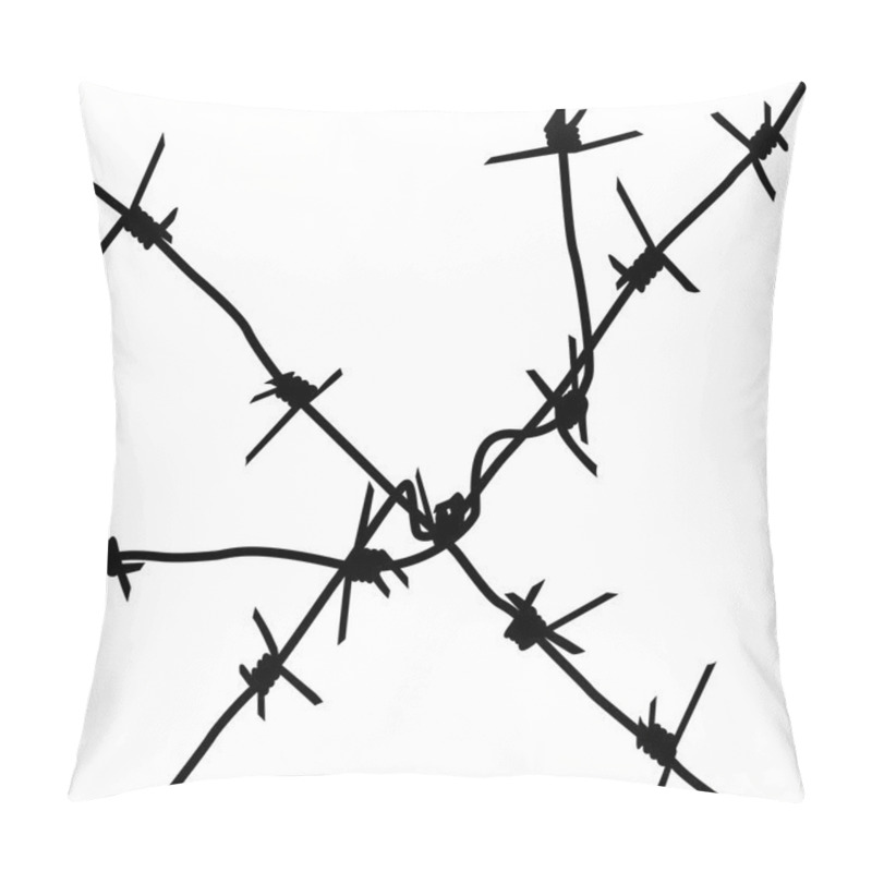 Personality  Silhouette Barbed Wires On A White Background. Vector Illustrati Pillow Covers