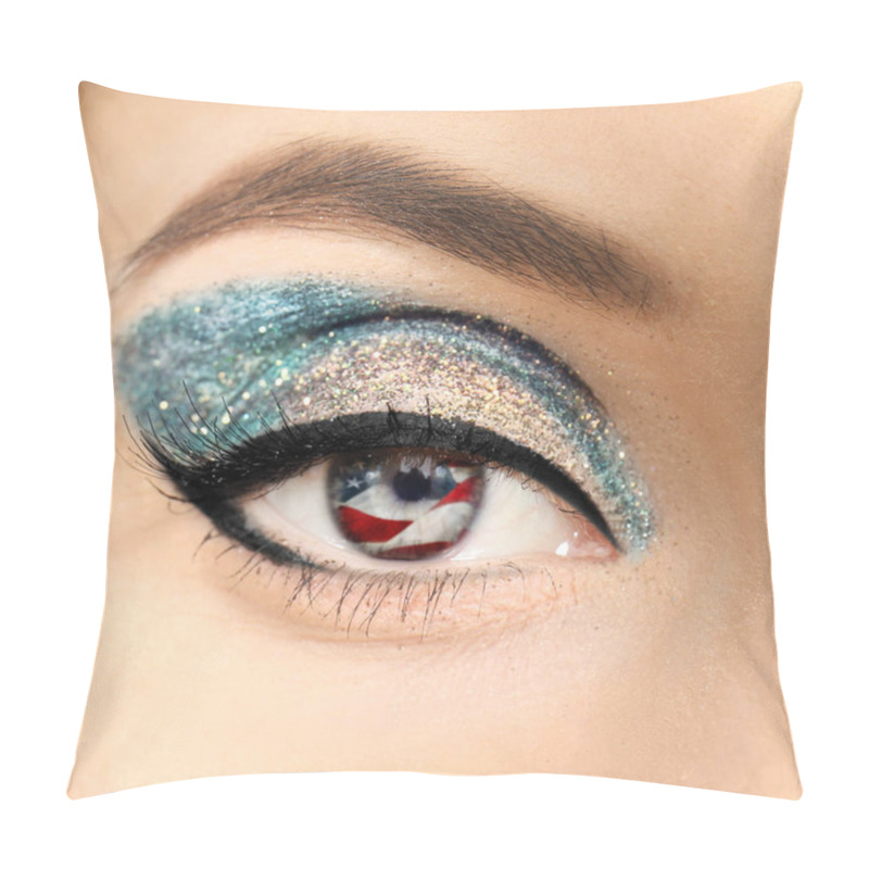 Personality  Reflection Of American Flag In Eye Pillow Covers