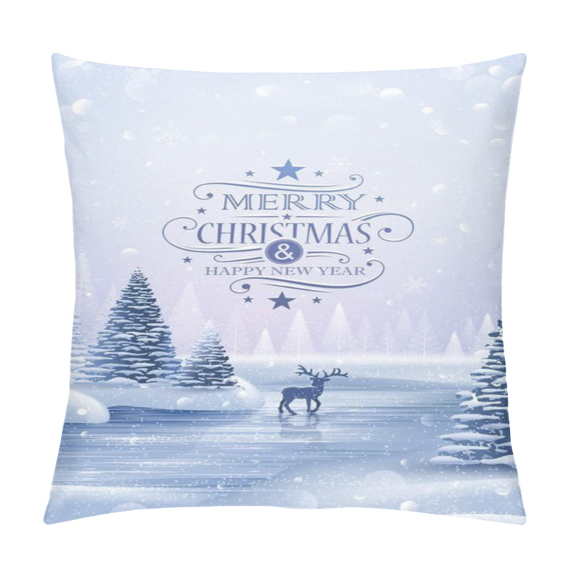 Personality  Christmas Card With Reindeer And Snowflakes Pillow Covers