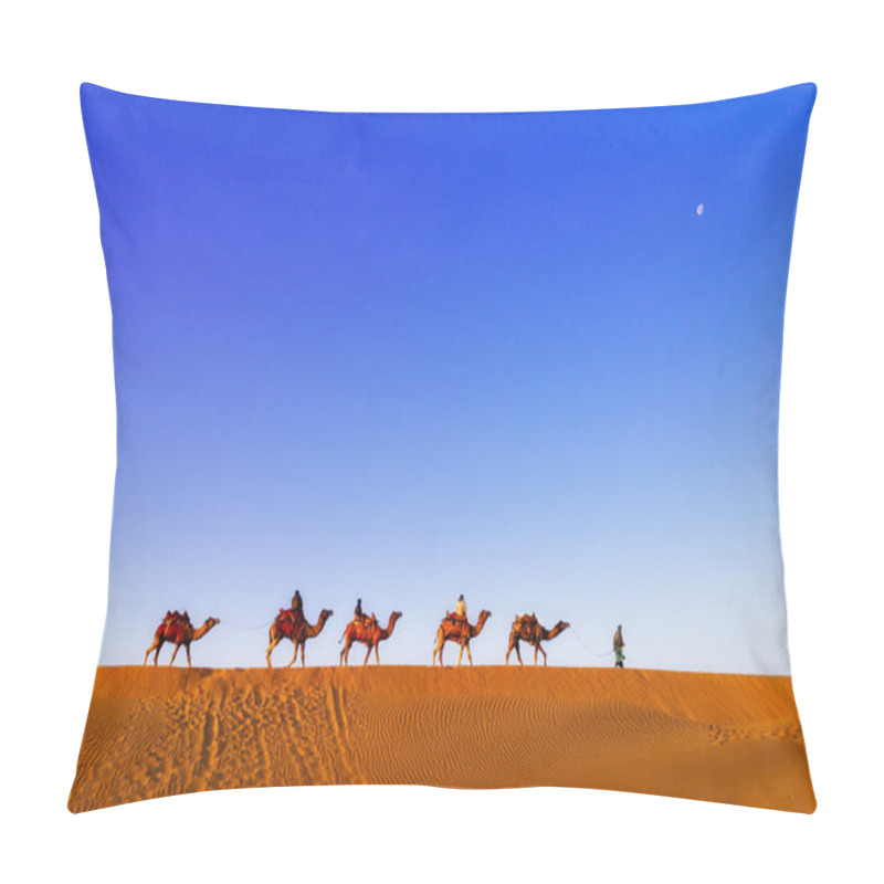 Personality  Caravan Of Camels In Desert Pillow Covers