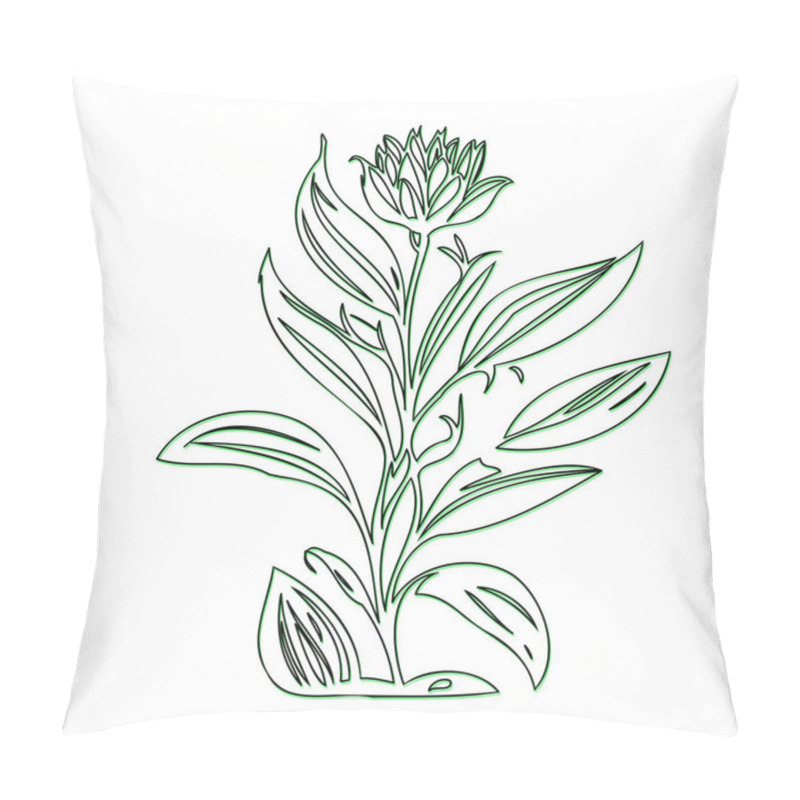 Personality  Line Art Drawing Of A Blooming Flower Pillow Covers