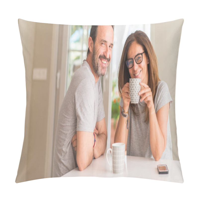 Personality  Middle Aged Couple At Home Pillow Covers