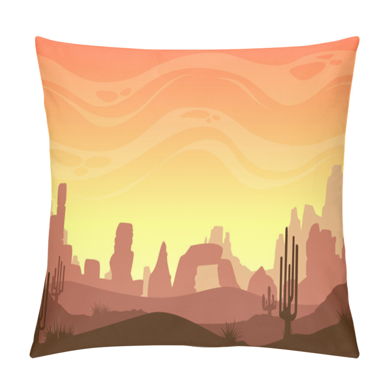 Personality  Seamless Cartoon Desert Landscape Pillow Covers