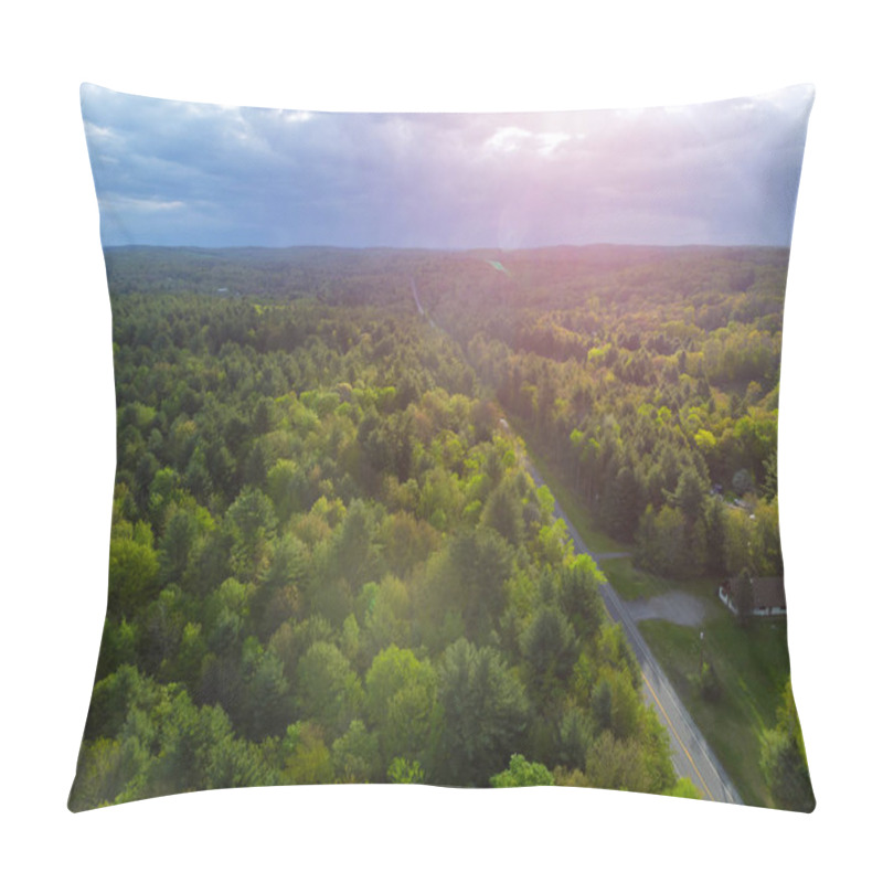 Personality  Mountain Landscape With Blue Sky And Clouds A Rural Road Pillow Covers