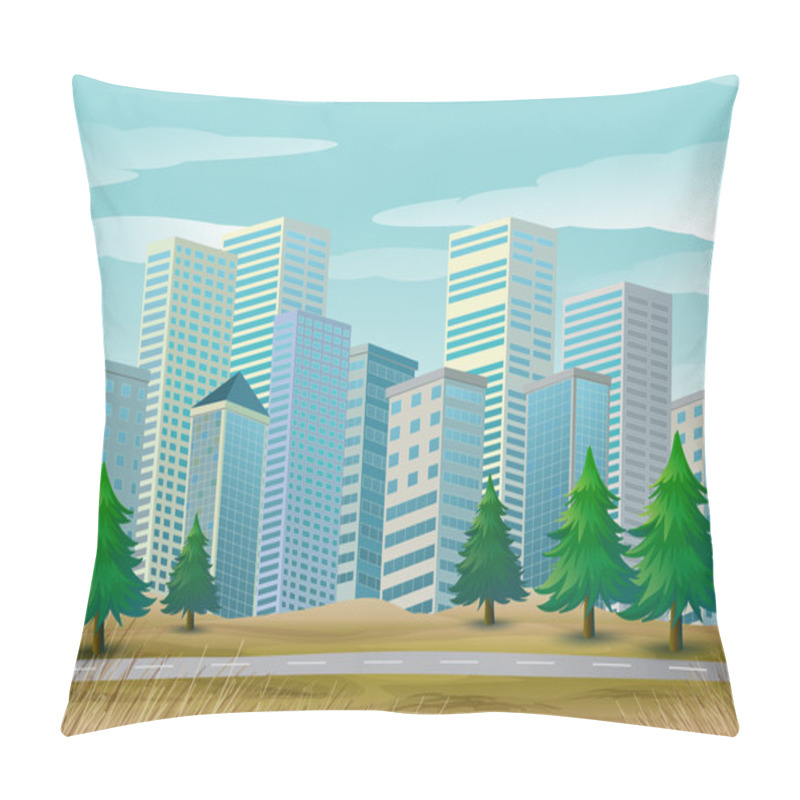 Personality  Pine Trees Along The Street Pillow Covers