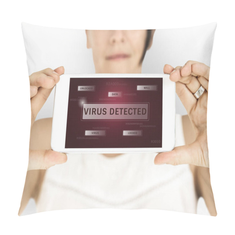 Personality  Woman Holding Smartphone.  Pillow Covers