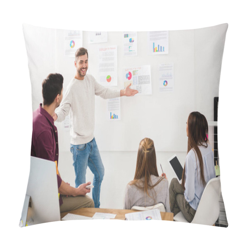 Personality  Marketing Manager On Business Meeting With Multiethnic Colleagues Pillow Covers