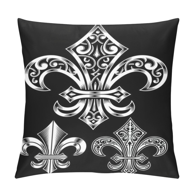 Personality  Ornate Fleur De Lis Vector Set Pillow Covers