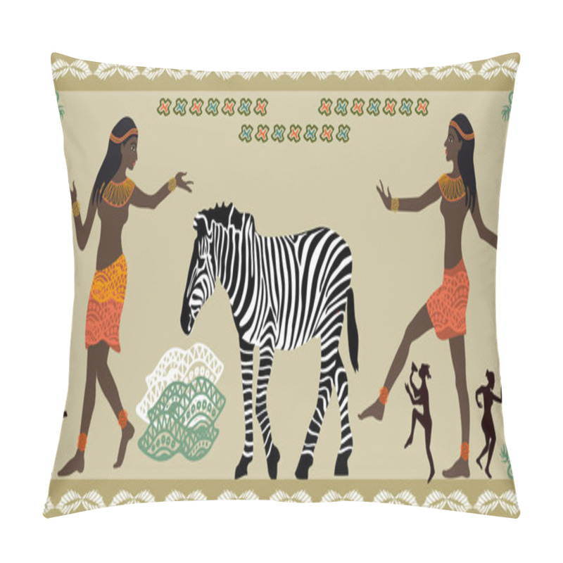 Personality  Panoramic Scene Inspired By Ancient Egypt Art.  Pillow Covers