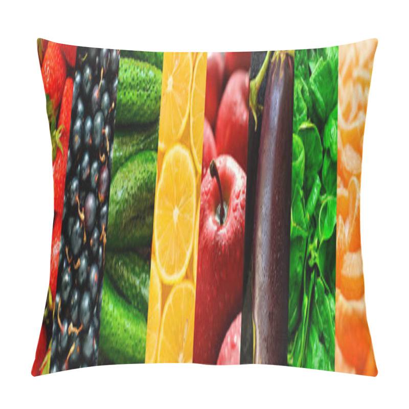 Personality  Juicy Ripe Vegetables And Fruits. Healthy Fresh Food. Vegetarianism And Veganism. Food Collage. Collage Of Vegetables. A Variety Of Plant Foods. Pillow Covers