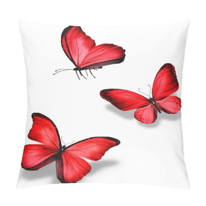 Personality  Three Red Butterfly Pillow Covers