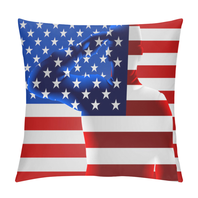 Personality  Veterans Day American Flag Soldier Saluting Pillow Covers