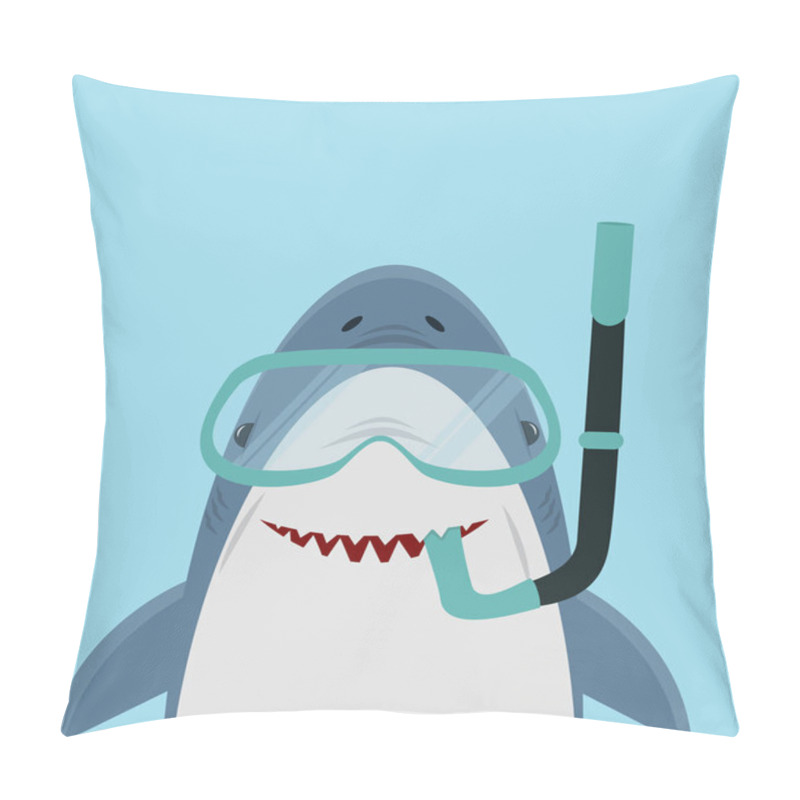 Personality  Cute White Shark  With Diving Equipment Pillow Covers