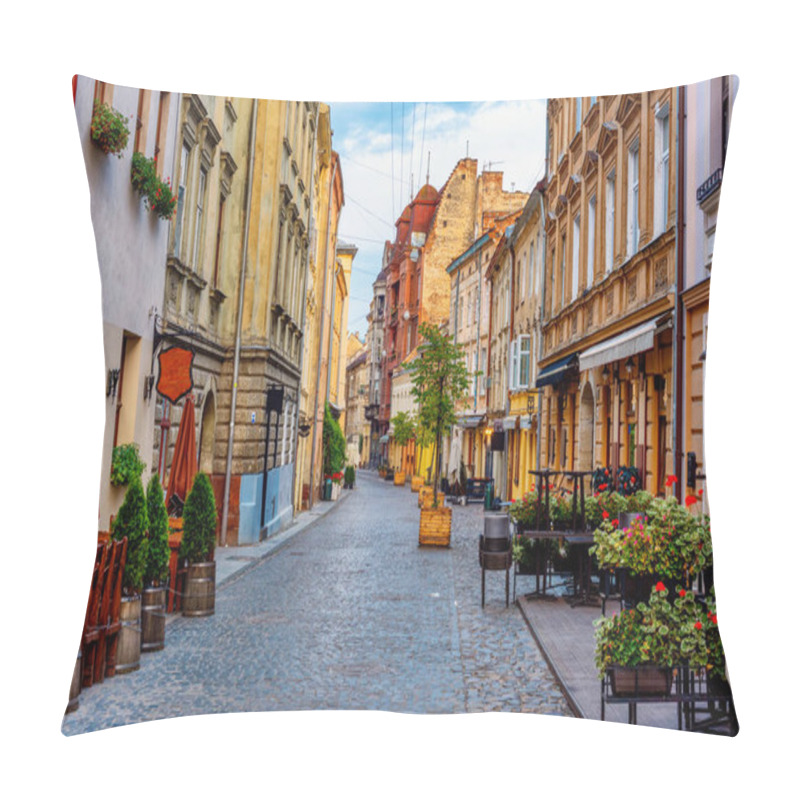 Personality  Traditional Houses In A Pedestrian Street In Historical Old Town Of Lviv, Ukraine Pillow Covers