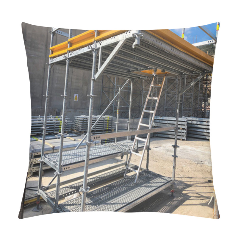 Personality  Scaffoldings At Construction Site. Auxillary Construction Equipment. High Quality Photo Pillow Covers