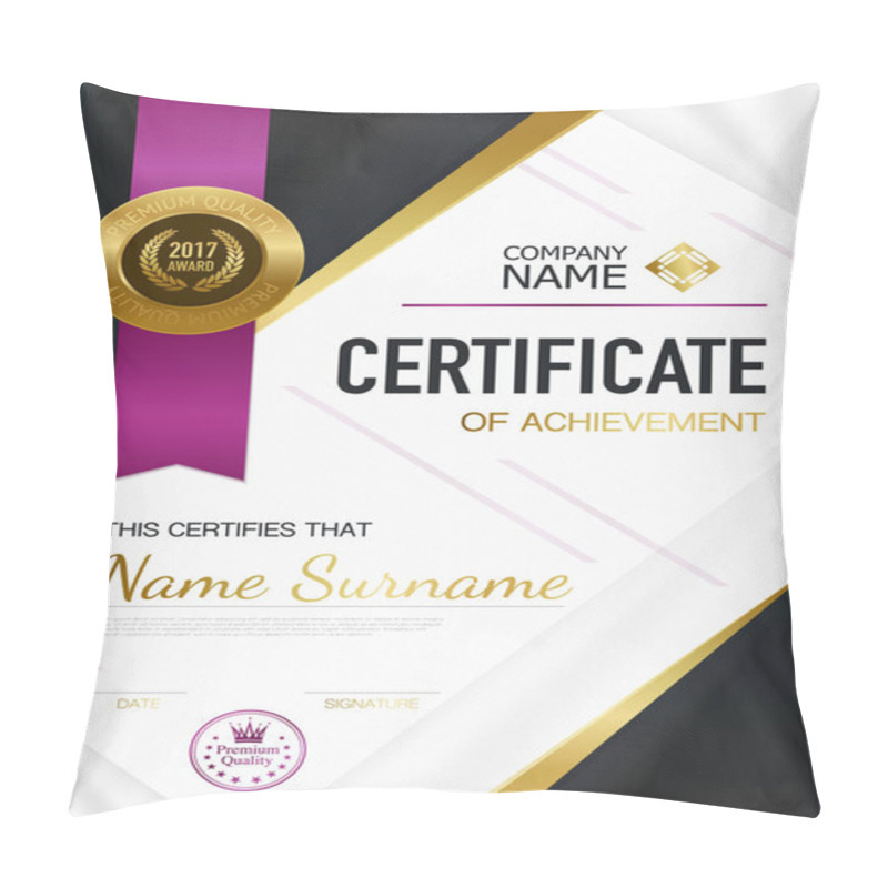 Personality  Modern Certificate Of Achievement Template Pillow Covers