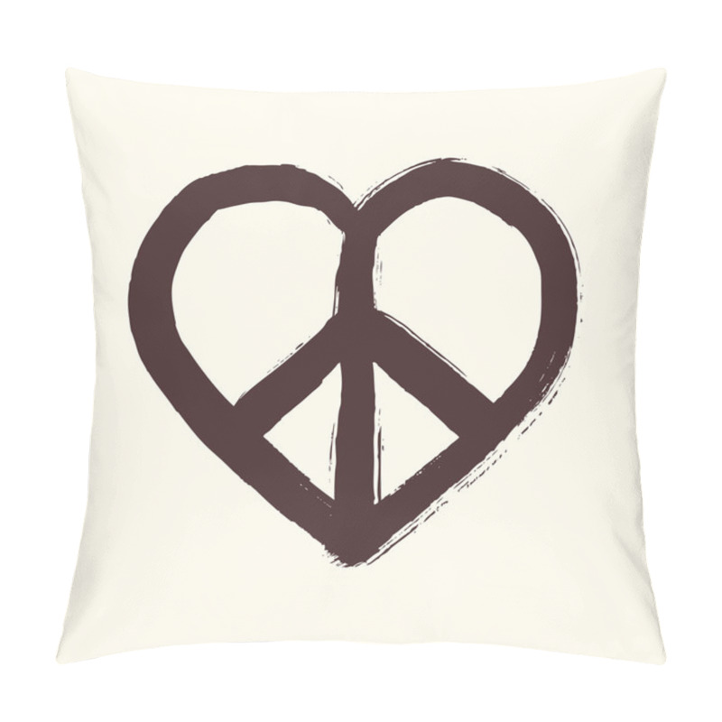 Personality  Isolated Heart Shape Peace Symbol Brush Style Composition EPS10 Pillow Covers