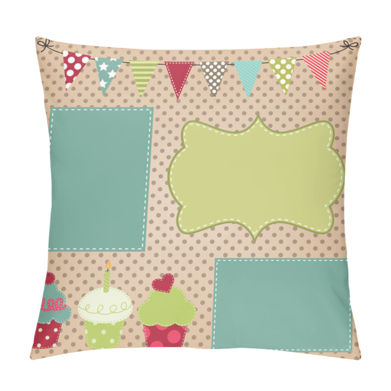 Personality  Cupcake Template With Bunting Or Flags Pillow Covers