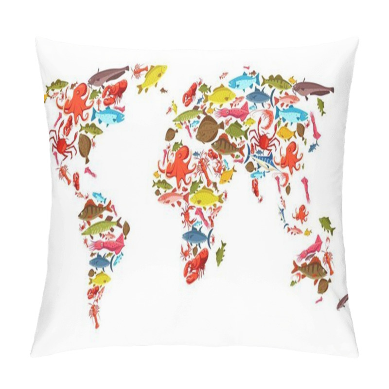 Personality  Seafood And Big Fish Catch World Map, Fishing Pillow Covers