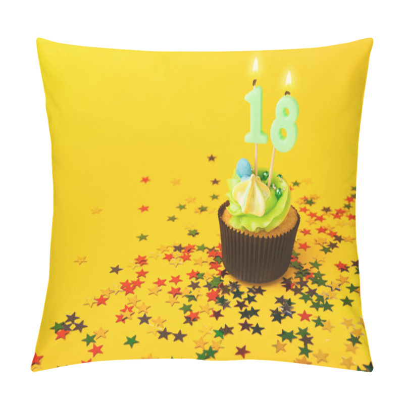 Personality  18th Birthday Cupcake With Candle And Sprinkles Pillow Covers