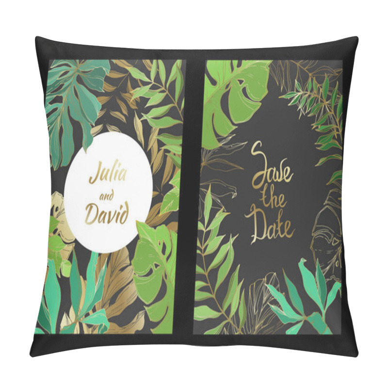 Personality  Vector Palm Beach Tree Leaves Jungle Botanical. Black And White Engraved Ink Art. Wedding Background Card Border. Pillow Covers