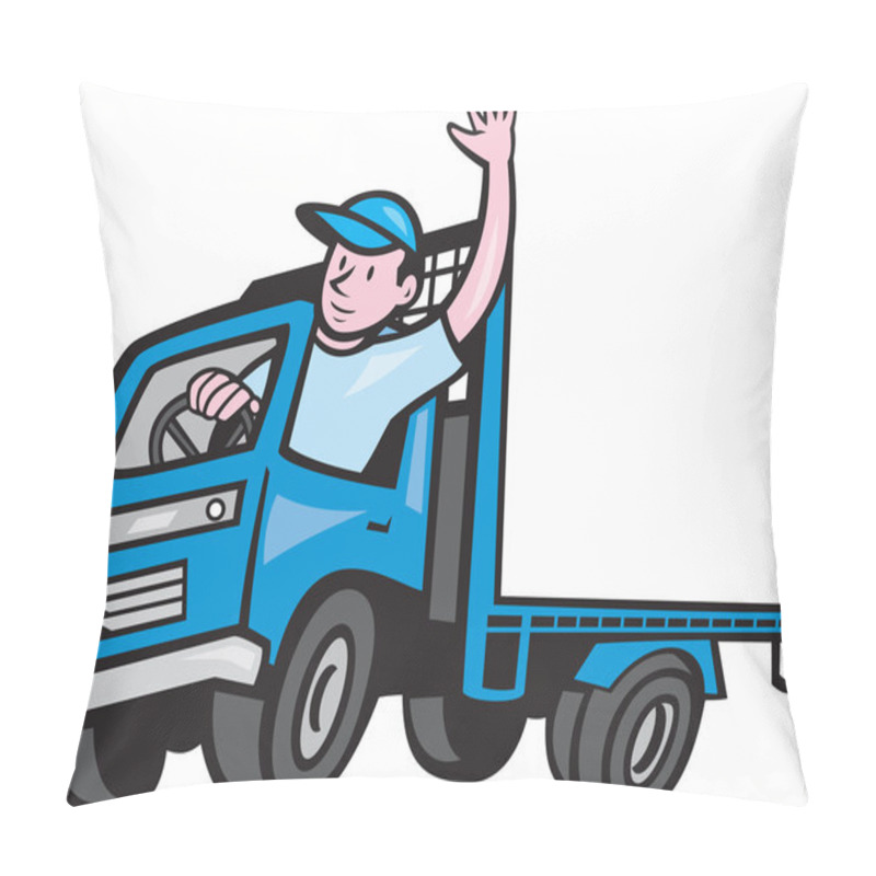 Personality  Flatbed Truck Driver Waving Cartoon Pillow Covers