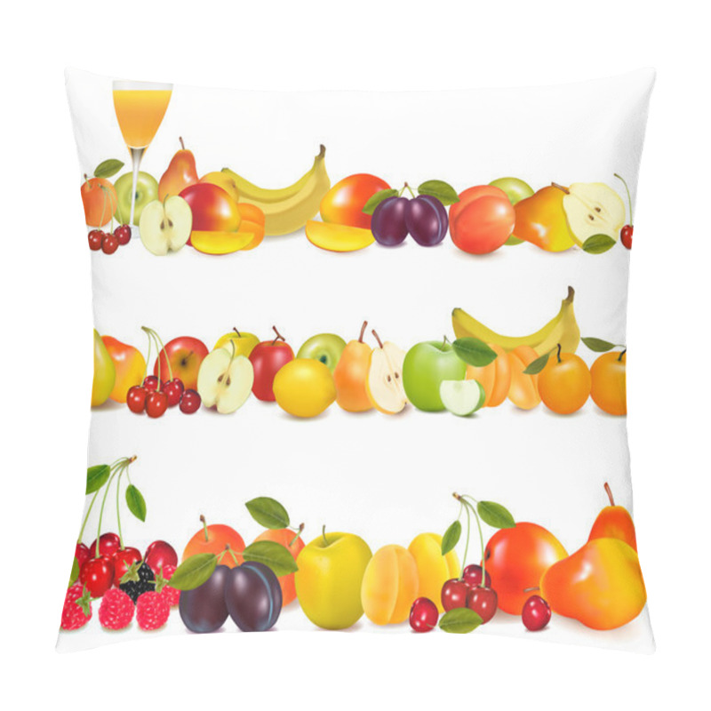 Personality  Three Fruit Design Borders Isolated On White. Vector. Pillow Covers