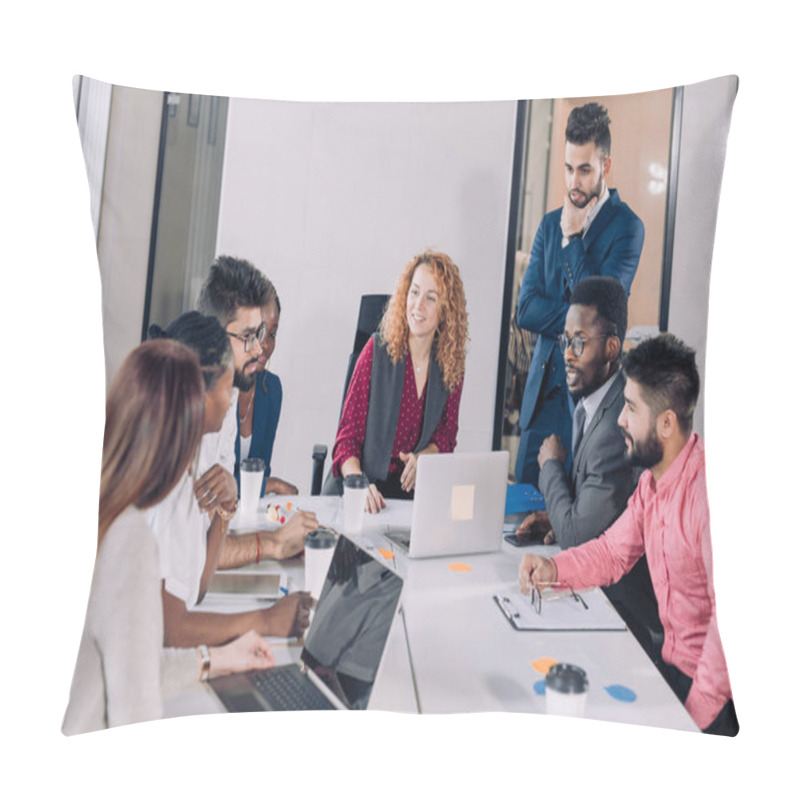 Personality  Business Colleagues In Conference Meeting Room During Presentation Pillow Covers