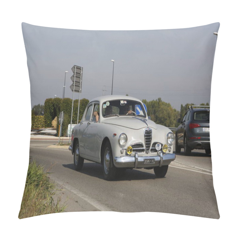 Personality  Bibbiano-Reggio Emilia Italy - 07 15 2015 : Free Rally Of Vintage Cars In The Town Square Alfa Romeo 1900. High Quality Photo Pillow Covers