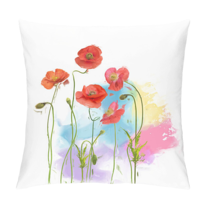 Personality  Poppy Flowers Painting Pillow Covers