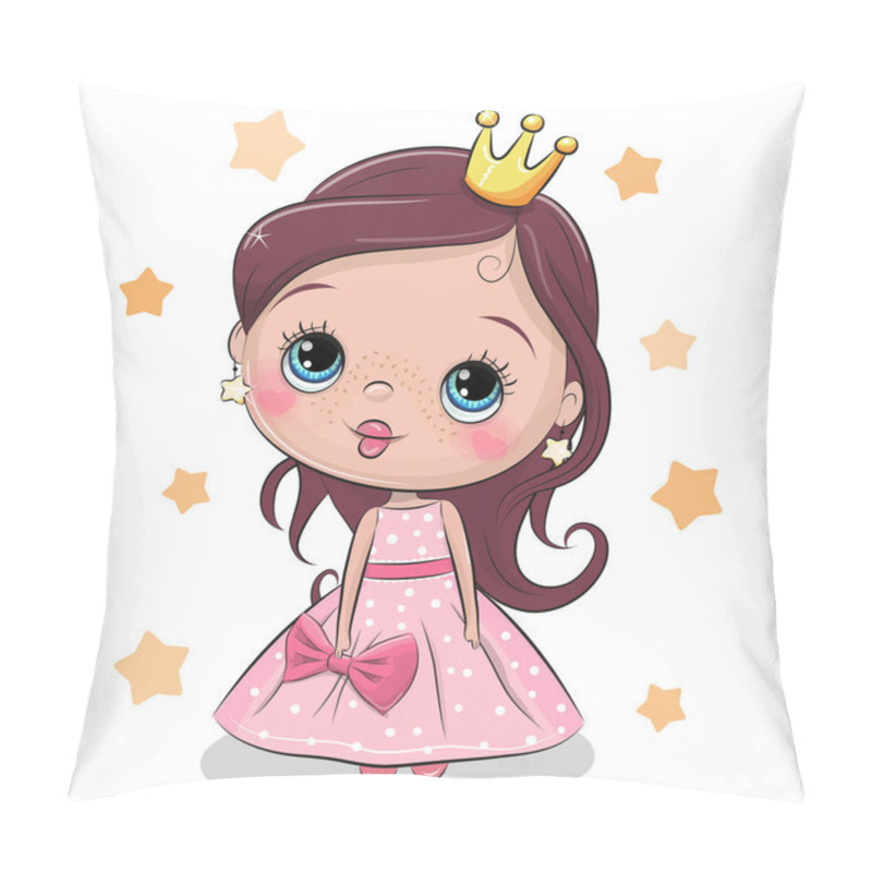 Personality  Greeting Card With Cute Cartoon Fairy Tale Princess On A Stars Background Pillow Covers