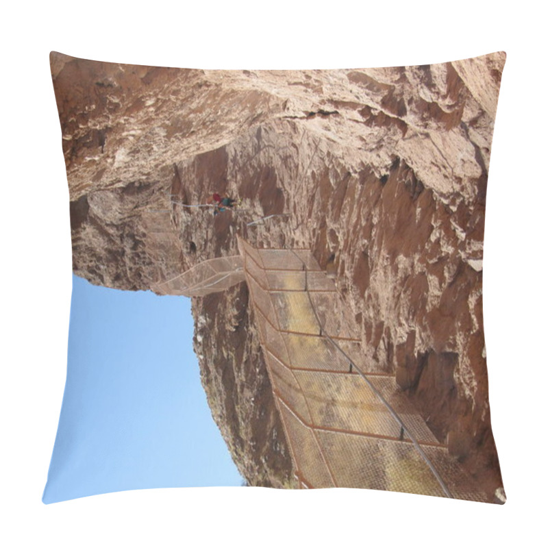 Personality  View On The Camelback Mountain Hiking Trail With Some Unrecognizable People On The Path On A Sunny Day With Blue Sky In Phoenix, Arizona Pillow Covers