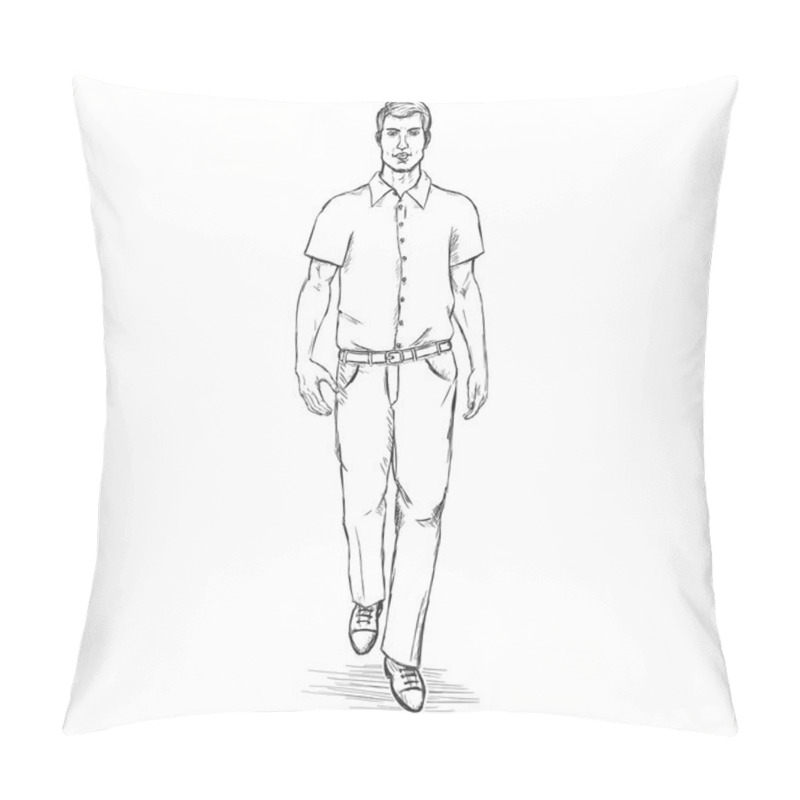 Personality  Vector Sketch Man Model Pillow Covers