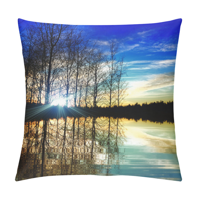 Personality  Sunset Over Lake Pillow Covers