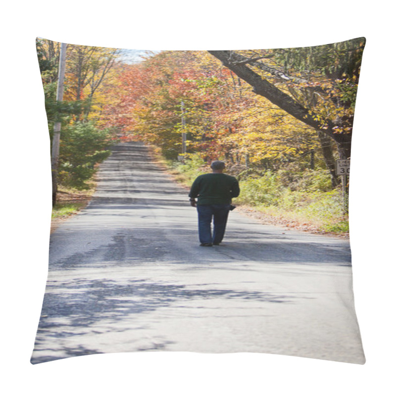 Personality  Man Walking Down The Road On A Beautiful Autumn Day Pillow Covers