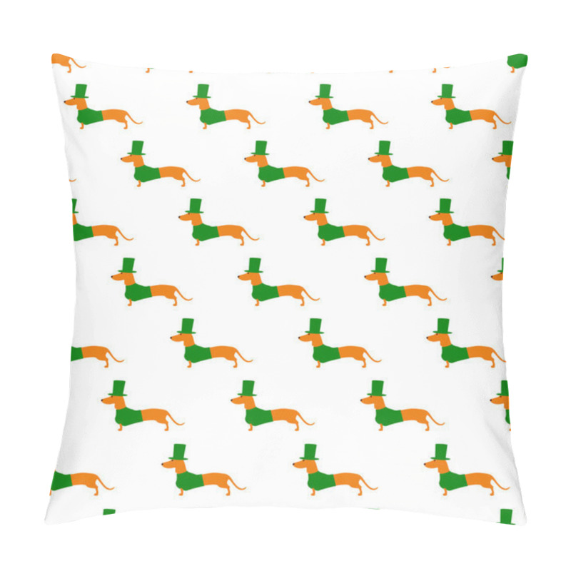 Personality  Pattern With Dachshund In St Patricks Day Suit Pillow Covers