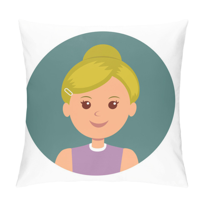 Personality  Avatar Girls Icon Vector. Woman Icon Illustration. Face Of Female Icons Cartoon Style. Isolated Woman Avatar For Ui And Web Design. Pillow Covers