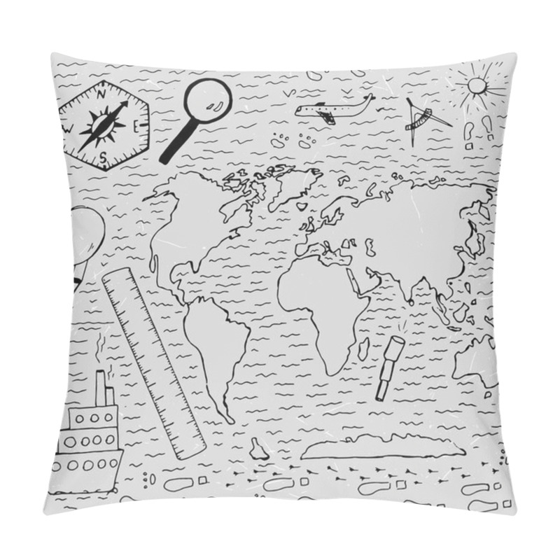 Personality  World Hand Drawn Map Pillow Covers