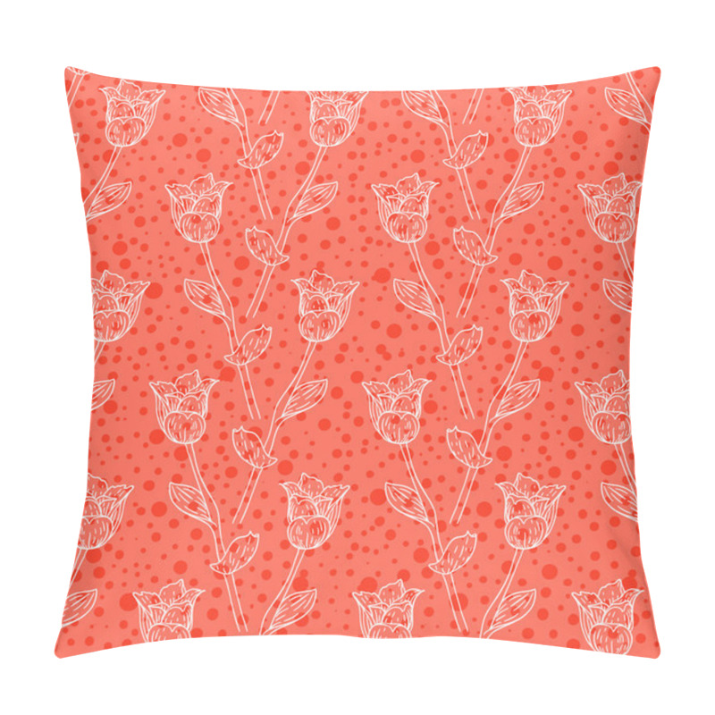 Personality  Seamless Floral Pattern With Tulips Pillow Covers