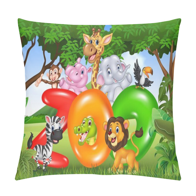 Personality  Word Zoo With Cartoon Wild Animal Africa Pillow Covers