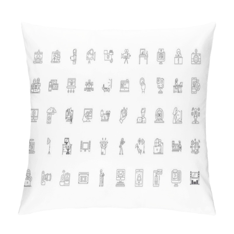 Personality  Video Ideas, Linear Icons, Line Signs Set, Vector Set Pillow Covers