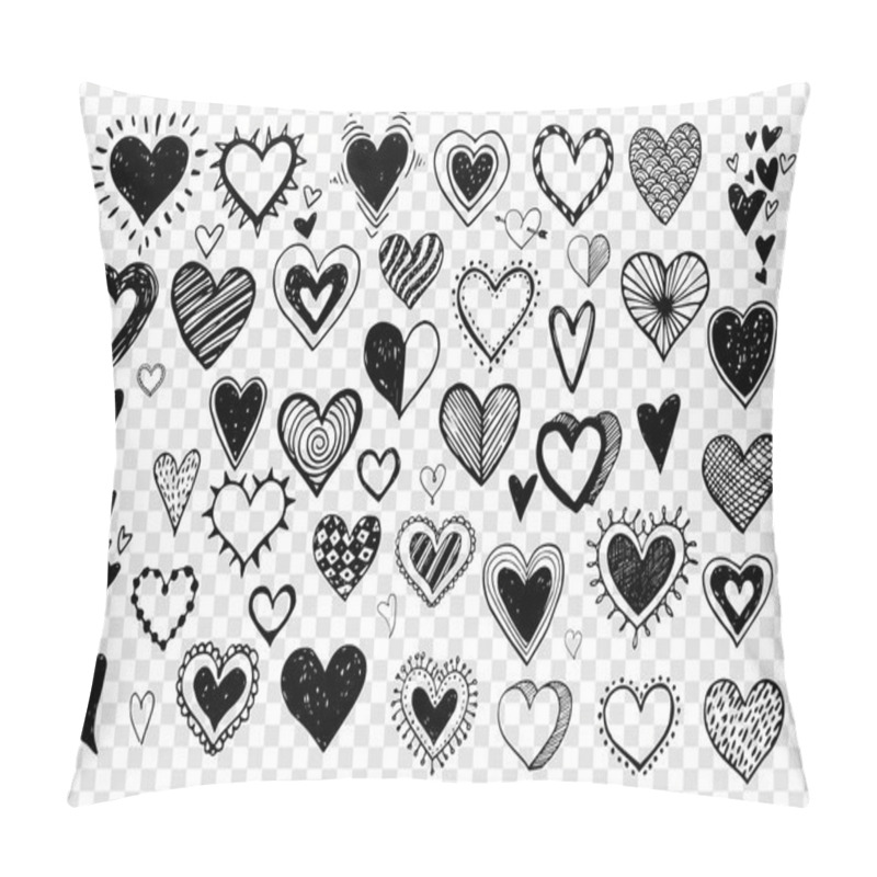 Personality  Collection Of Doodle Sketch Hearts Pillow Covers