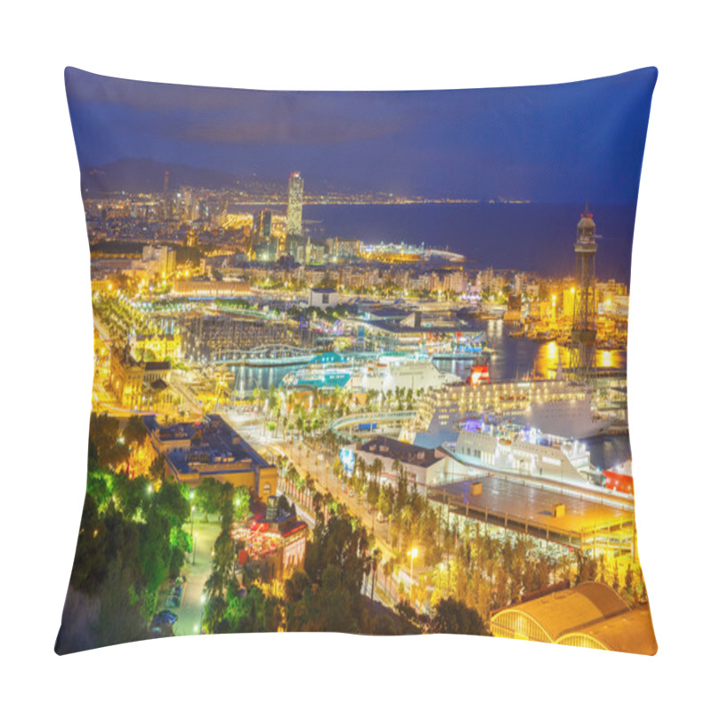 Personality  Aerial View Barcelona At Night, Catalonia, Spain Pillow Covers