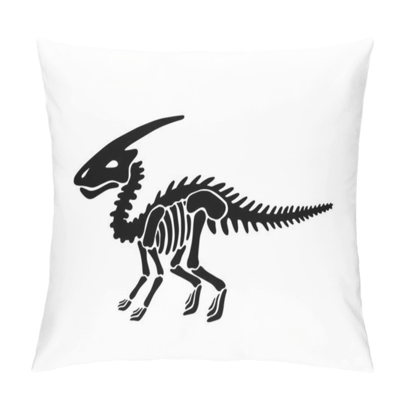 Personality  Dinosaur Parasaurolophus Skeleton. Vector Illustration.  Pillow Covers