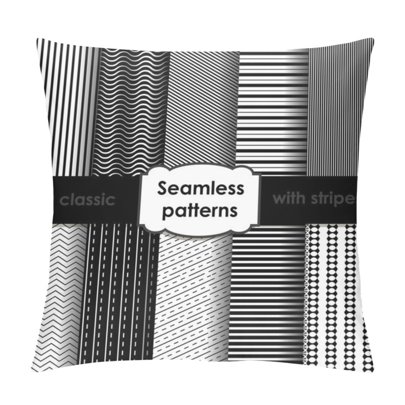 Personality  Set Of Classic Black Seamless Striped Patterns Pillow Covers